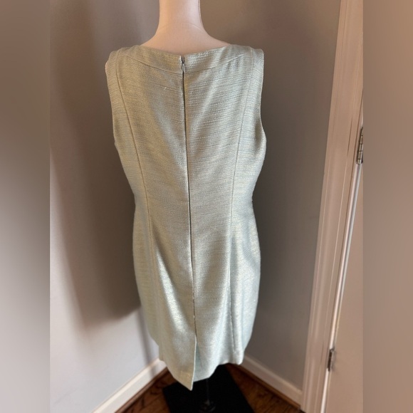 Tahari Arthur S Levine Mint Green Woven Cocktail Sheath Style Dress Size 16 - Picture 5 of 14